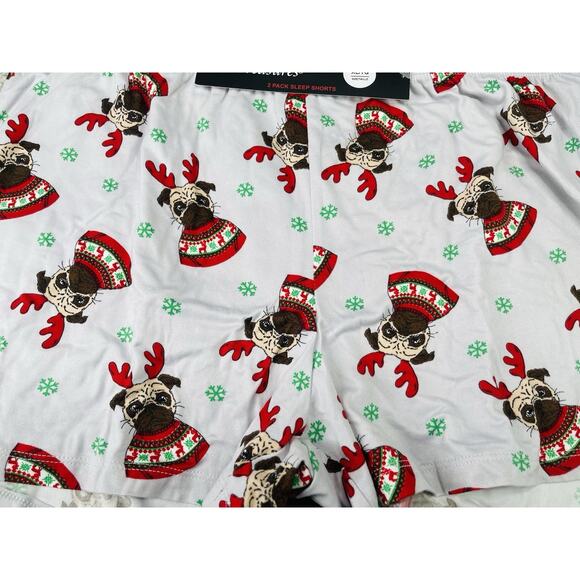 Santas Treasures 2pk Womens Sleep Boxer Shorts Gray Dogs & Black Size XLarge - Picture 2 of 10